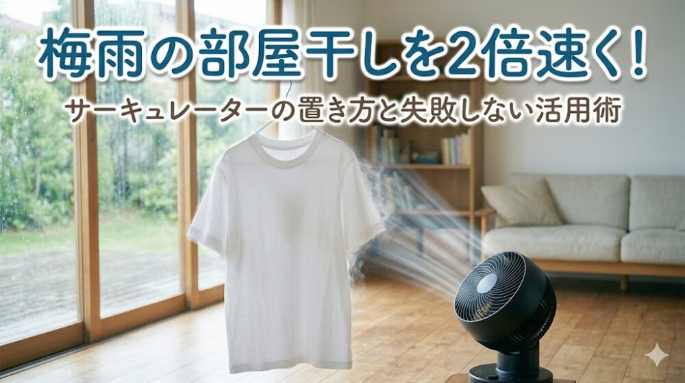 梅雨の部屋干しを2倍速く！サーキュレーターの置き方と失敗しない