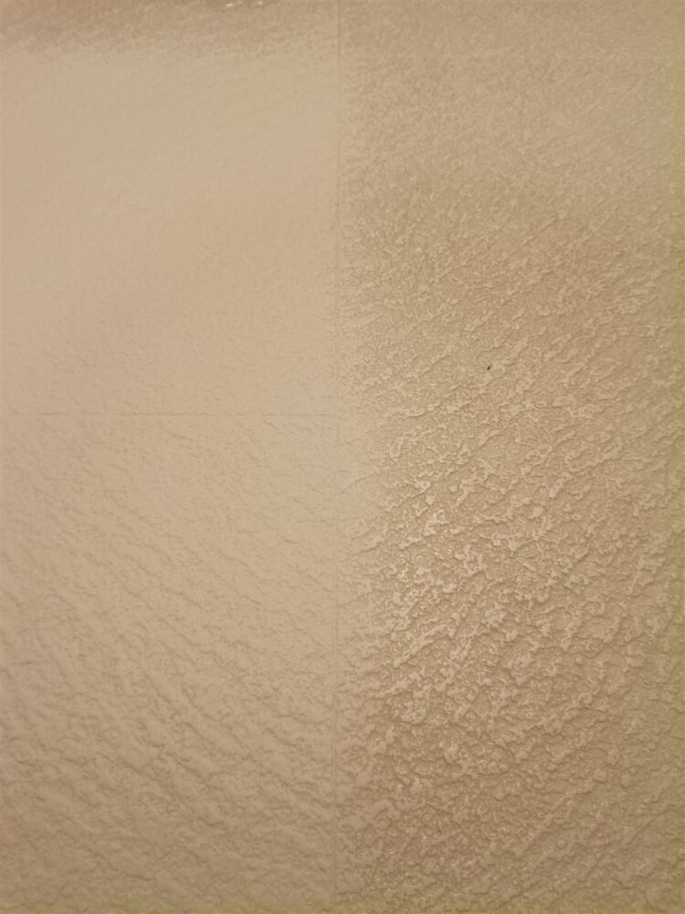 左が磨いたあと、右が磨く前のお風呂の床