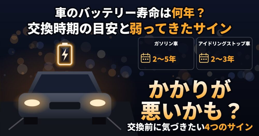 車のバッテリー寿命は何年？交換時期の目安と弱ってきたサイン