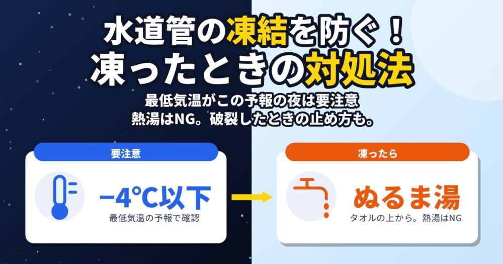 水道管の凍結を防ぐ方法と凍ったときの対処
